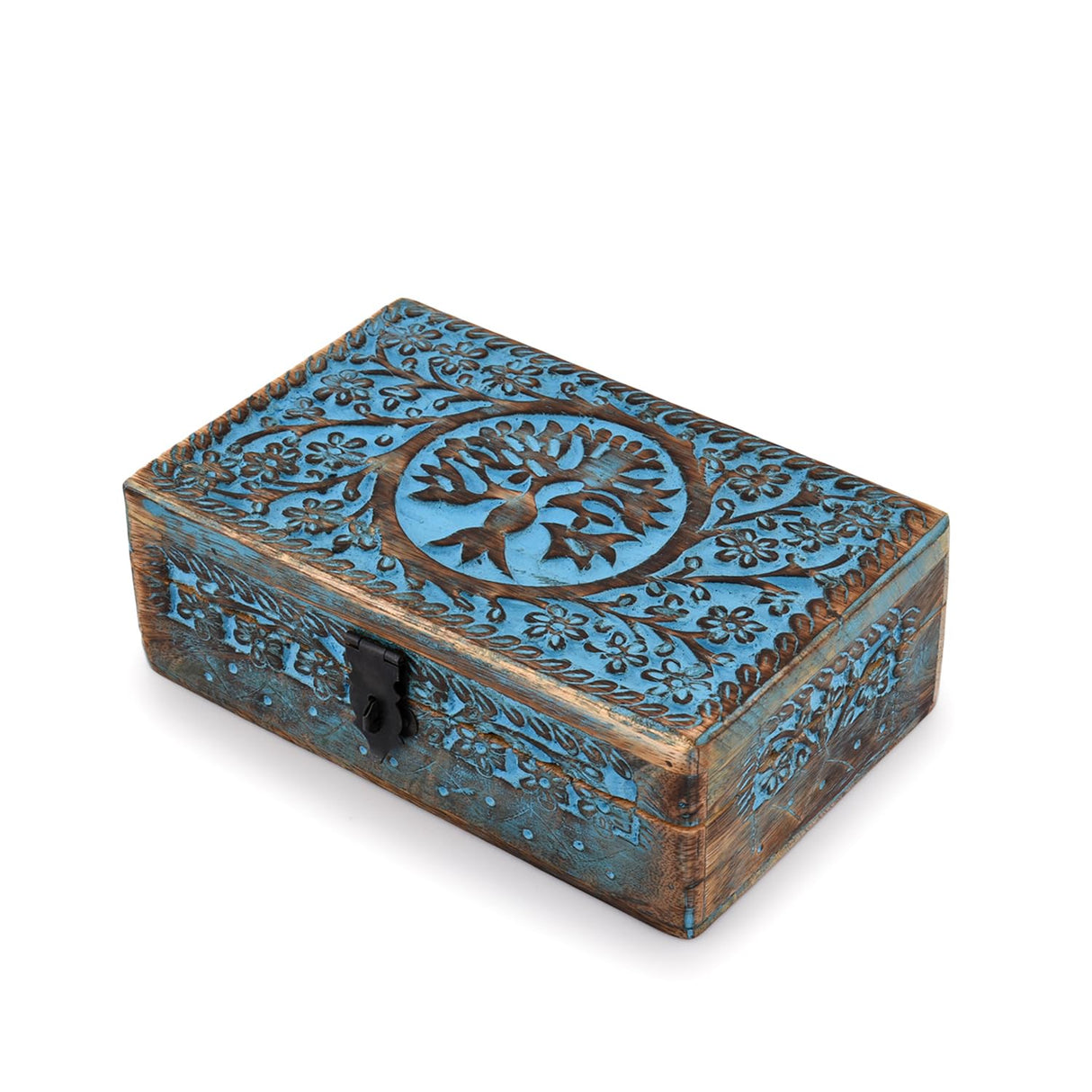 BHAVATU |Wooden Jewelry Box, Tarot Box, Celestial Home Decor, Witch Box, Tree of Life, Trinket Box |Size- 8" x 5" x 2.5",| Decorative Storage Bin BHAVATU
