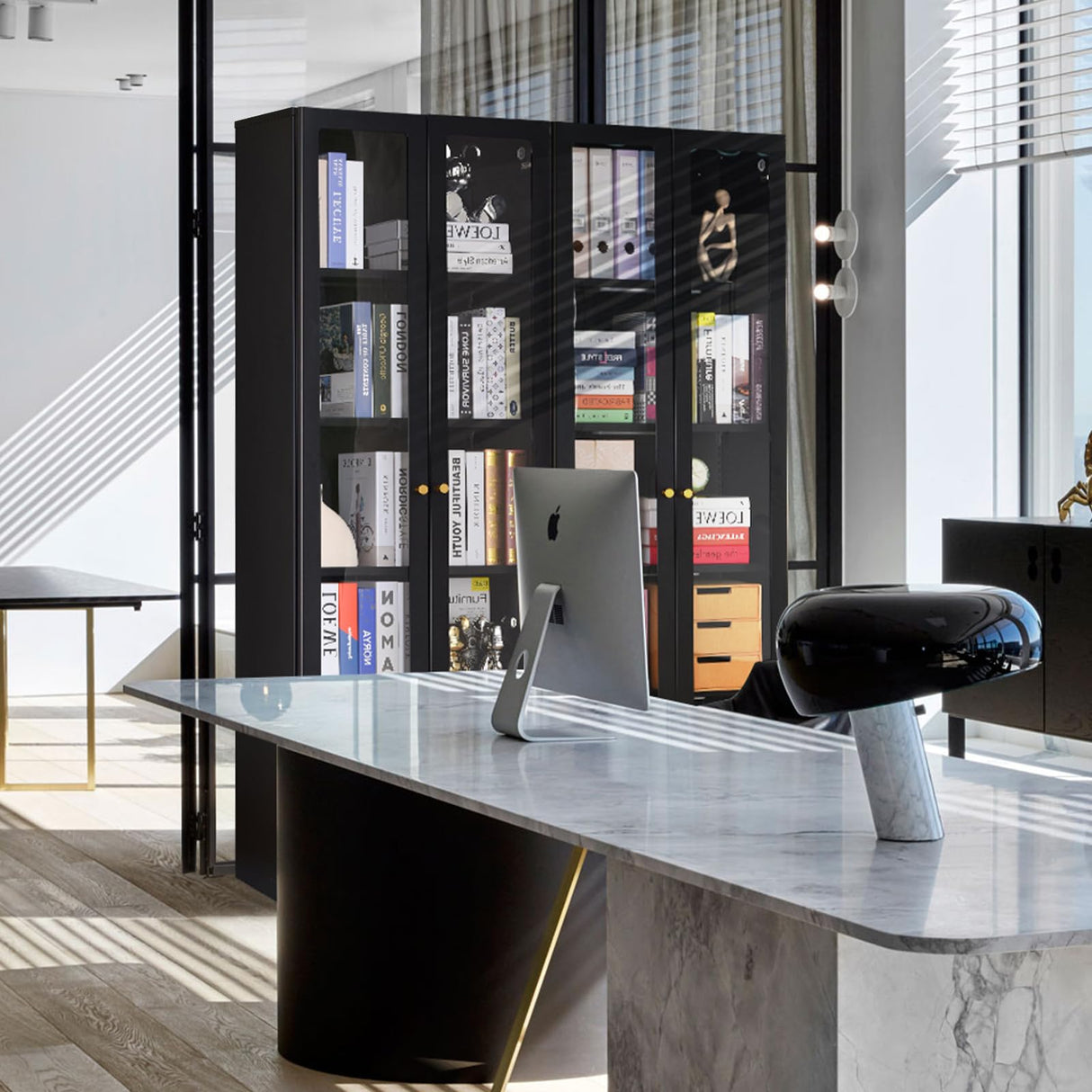 IRONMIX Display Cabinet with Doors, Curio Cabinet with 4 Adjustable Shelves, 71" Tall China Cabinet for Living Room, 5-Tier Display Case Tall Bookcase for Home Office (23.5 W, Black) IRONMIX