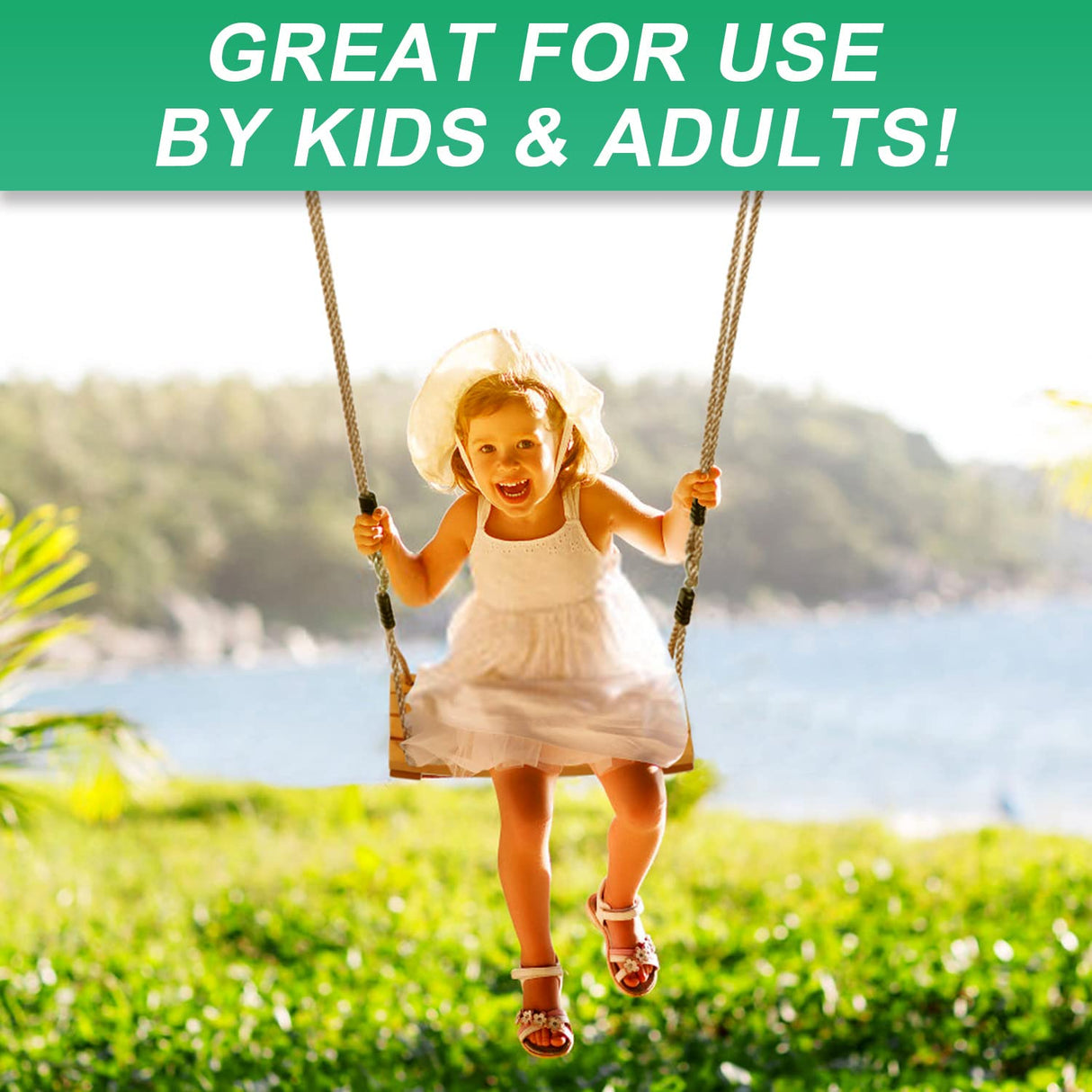 Wooden Tree Swing for Adults and Kids - Curved Wood Tree Swing Seat for Extra Comfort- includes Complete Tree Swing Hanging Kit- Indoor or Outdoor Rope Swing for Trees with Curved Wooden Swing Seat Roman Ventures