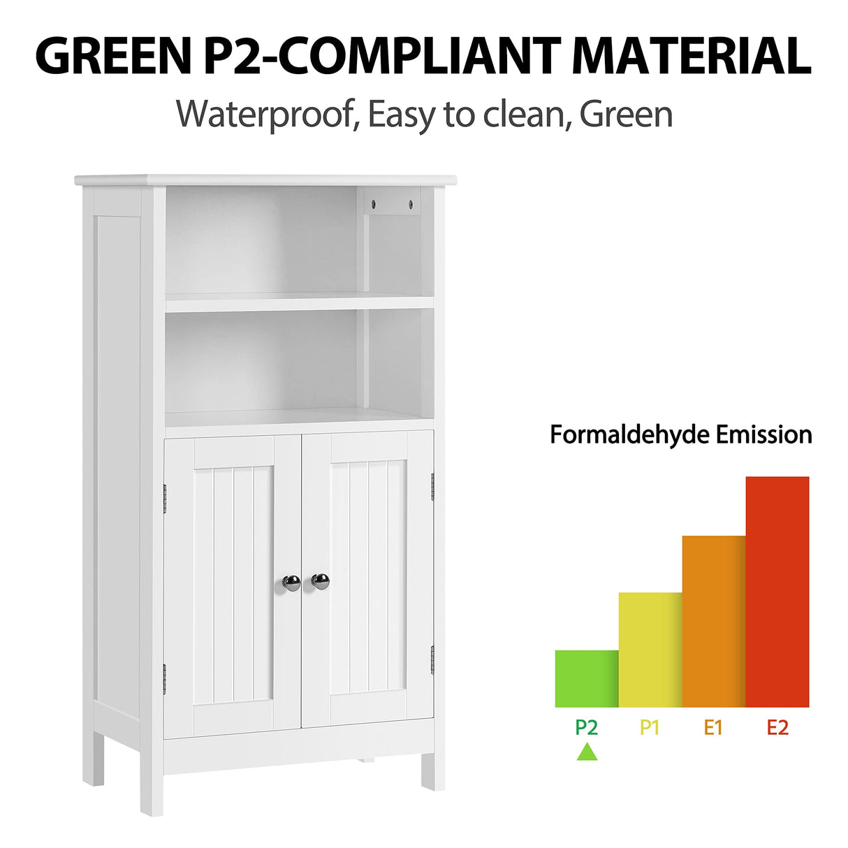 Yaheetech Bathroom Floor Cabinet, Free Standing Cabinet with Double Door and Adjustable Shelf, Side Tall Storage Organizer for Living Room/Kitchen/Hallway/Home Office, White Yaheetech