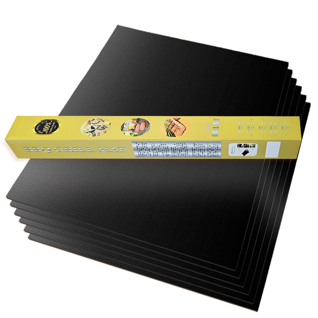 VCHOMY Grill Mats for Outdoor Grill Set of 6 - Nonstick Reusable Barbecue Matt Pad for BBQ Grilling Cooking (Black 6pcs) VCHOMY