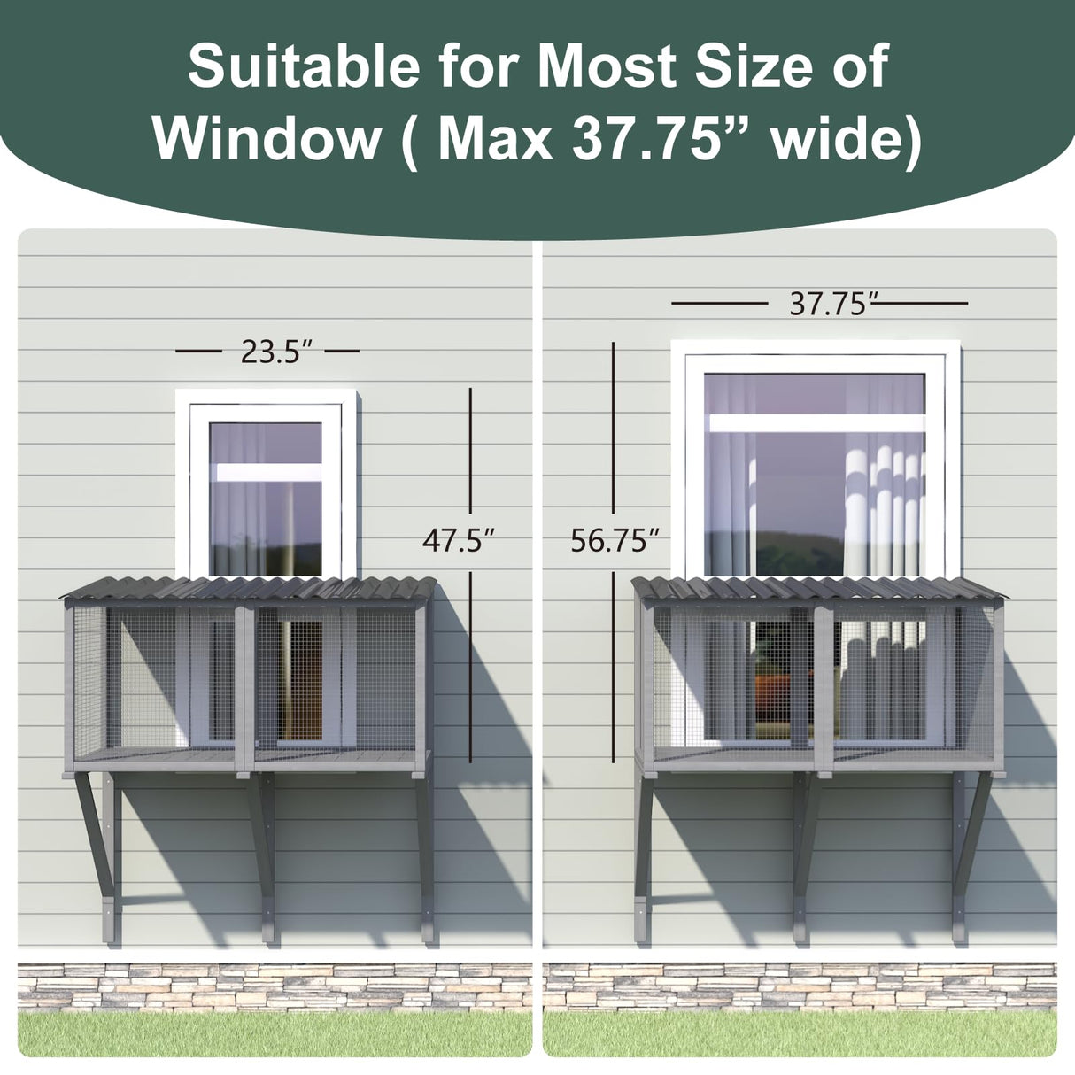 TIMHAKA Cat Catio, Cat Window Perch for Large Indoor Cats - for Sunbathing, Napping & Overlooking, Wooden Cat Window Hammock for Safely Enjoying The Outdoor Sights Scents and Sounds TIMHAKA