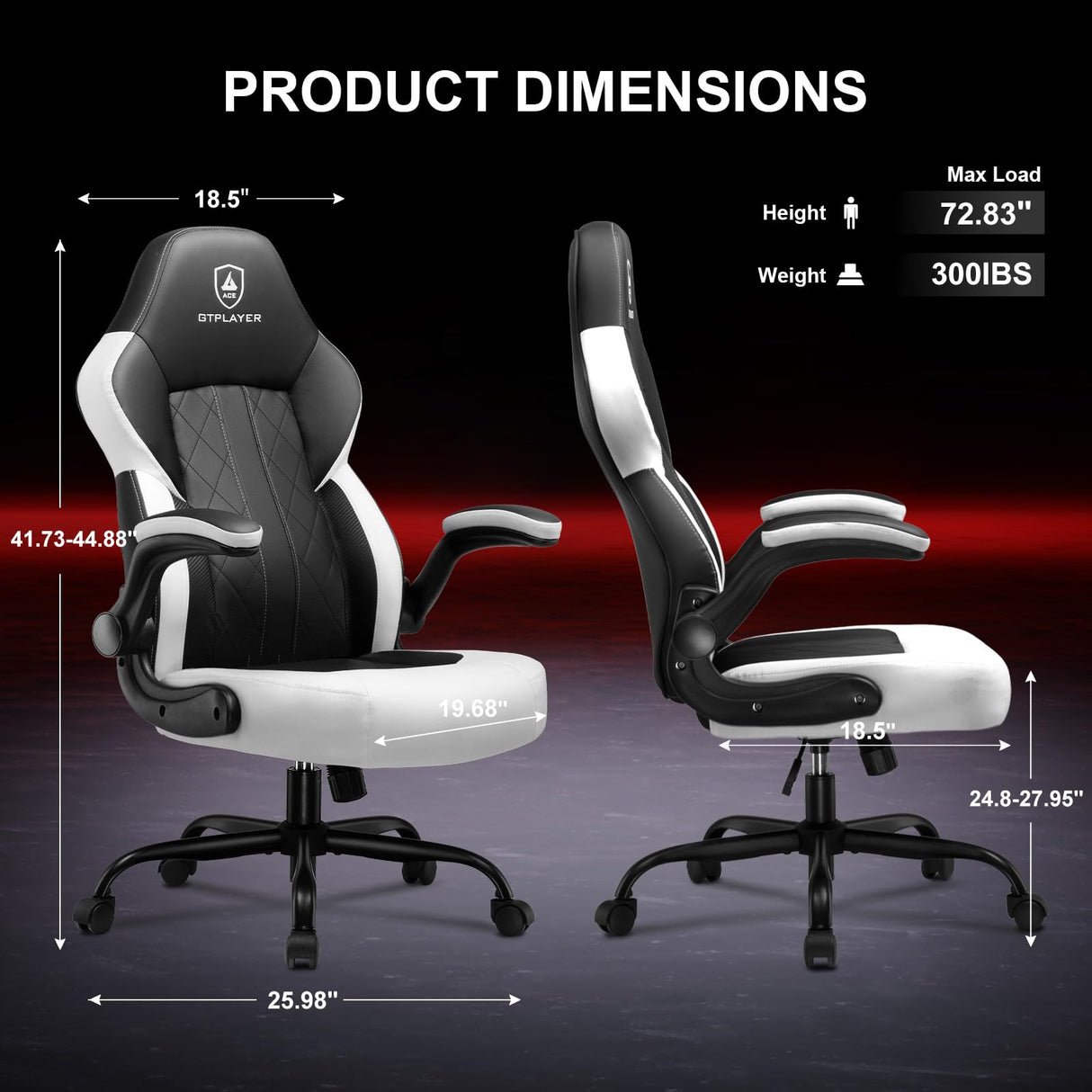 GTPLAYER Gaming Chair,Ergonomic Computer Desk Chair with Footrest and Massage Lumbar Support, High Recliner Chair with 360° Swivel Seat and Headrest (White) GTPLAYER