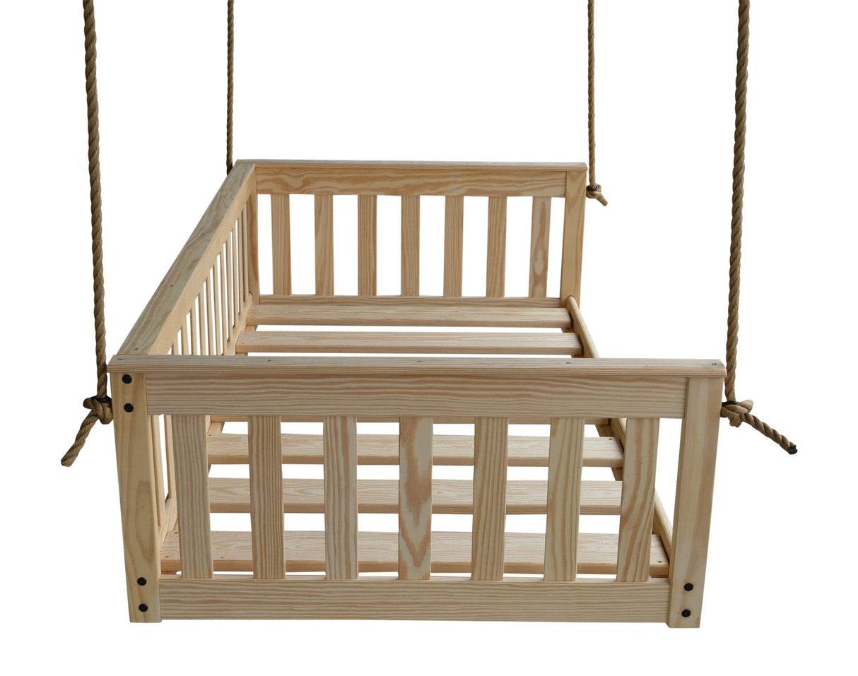 Amish-Made Twin Size Mission-Style Unfinished Wooden Swing Bed with Ropes Amish Furniture Market