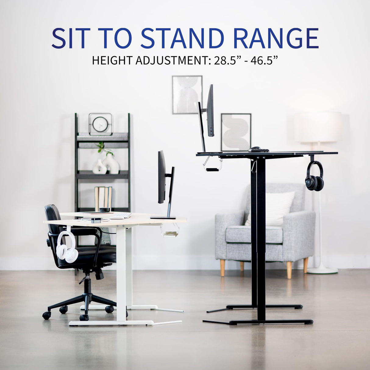 VIVO Electric Corner L-Shaped 47 x 47 in Standing Desk, Memory Height Adjustment, Light Wood Top White Frame, DESK-E1L94C VIVO