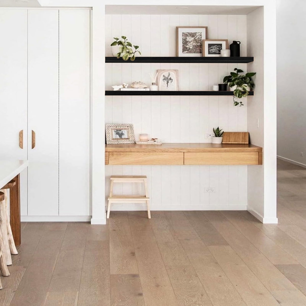 QEEIG Bathroom Shelves 55 inches Long Wall Shelf Large Extra Long 55 x 9 inch Set of 2, Black (008-140B) QEEIG