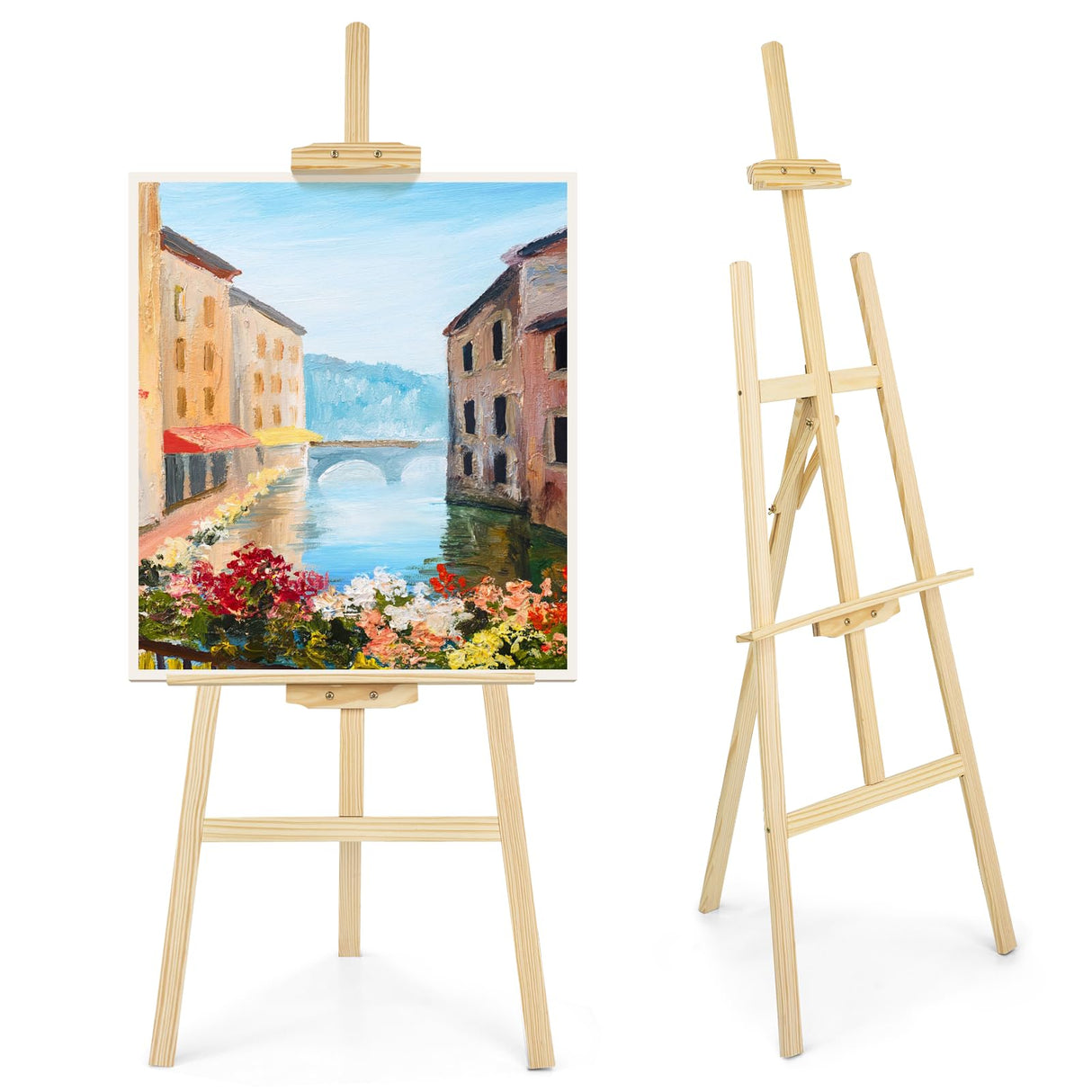 JEAWIWI 1Pcs Wooden Easel for Painting-Adjustable Easel Stand for Painting and Canvas, Holds Up to 42", Lightweight Pine Art Easel Stand, Large Easel for Painting for Beginners, and Artists JEAWIWI