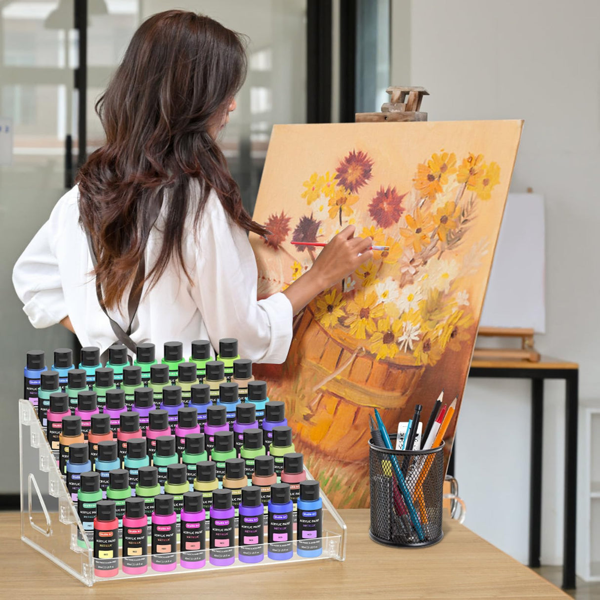 Vowcarol Clear Paint Organizer, Miniature Paint Holder 7 Layers Paint Storage Rack, Craft Paint Organizer Rack Vowcarol