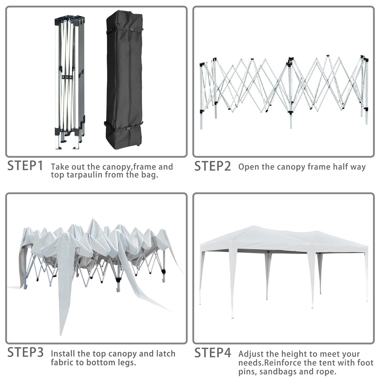 Oseasoy Pop Up Canopy Tent,10x20 ft Outdoor Commercial Instant Portable Party Gazebo Heavy Duty Beach Tent Sun Shelter with 4 Sand Bags,Bonus,Carry Bag,White Oseasoy
