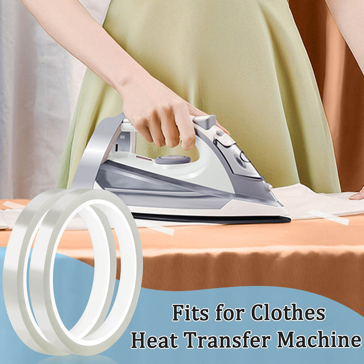 10 Rolls Heat Transfer Tape , High Temp Tape for Sublimation Transfer Tape for T-shirts, Coffee Cups, Heat Resistant Tape for Heat Press Tape Powder Coating, No Residue Transparent, 0.39-inch x 108 ft Mckanti