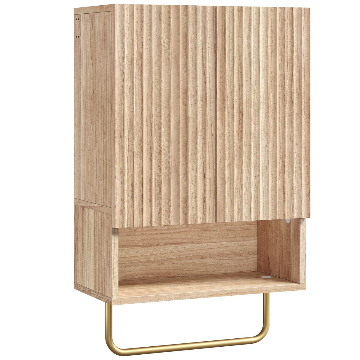 MAHANCRIS Bathroom Wall Cabinet, Wall Mounted Medicine Cabinets with Towel Bar & Adjustable Shelf, Over The Toilet Space Saver Storage Cabinet with 2 Doors, for Bathroom Laundry Room Kitchen, Natural MAHANCRIS