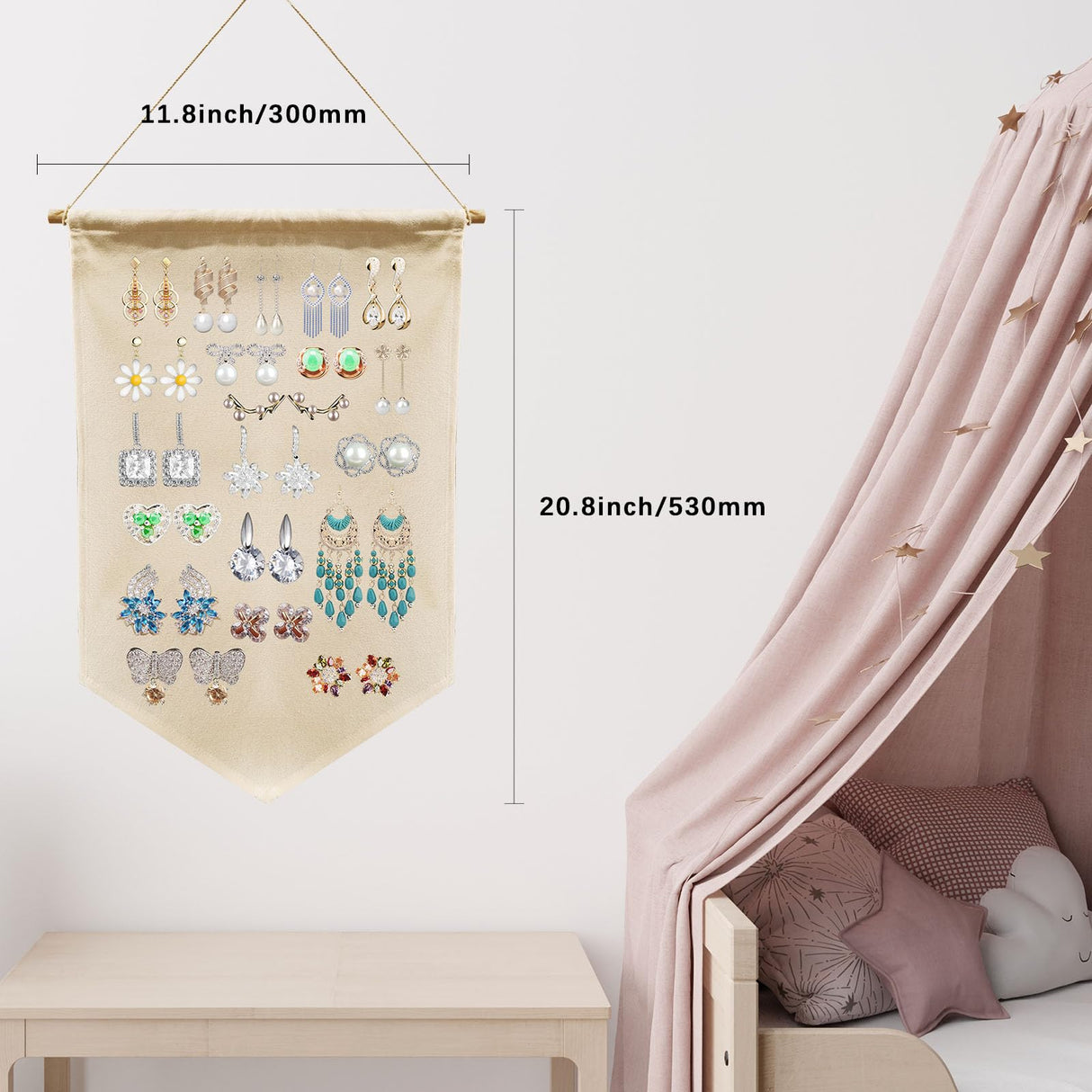 3 PCS Canvas Banners Wall Hanging Brooch Jewelry Storage Case Stand Enamel Pin Display, Sublimation blank Banner,Holder Earrings Necklace Pin Collection Organizer OKBA