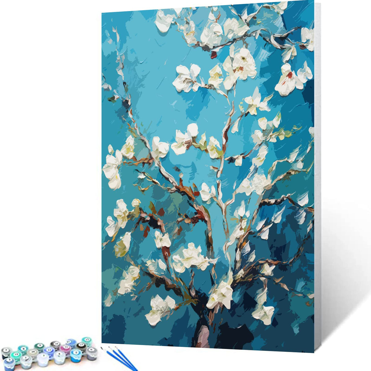 Hand-Painted Almond Blossom Paint by Numbers,Vincent Van Gogh for Adults Beginner for Paint by Numbers Kits with Brushes & Acrylic Pigment DIY Canvas Painting 16x20 inches Frameless Aihonmin