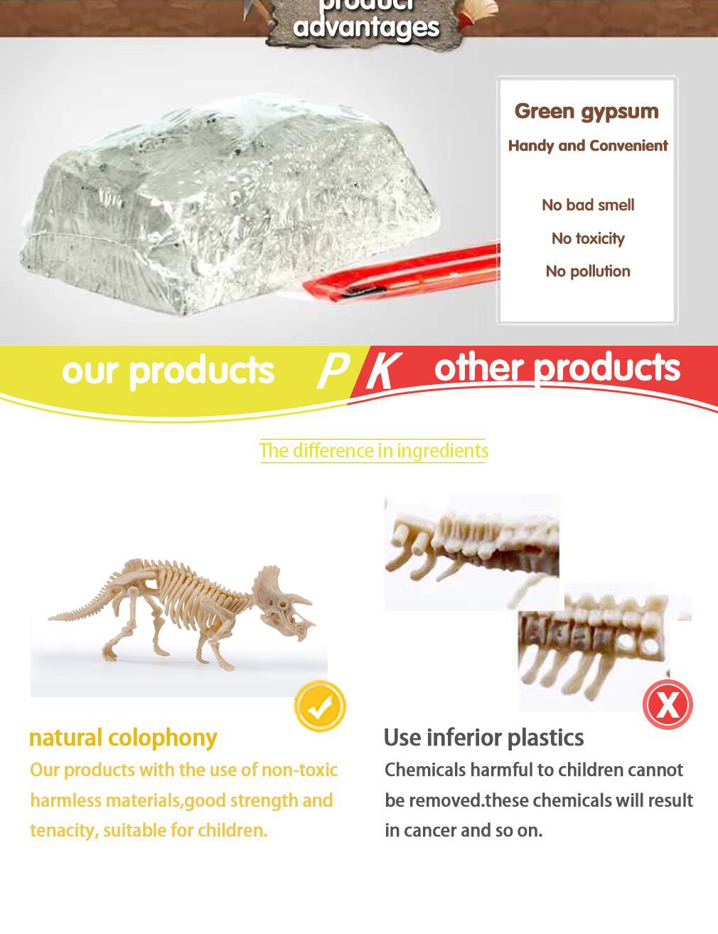 Dinosaur Excavation Kits For Kids,Dino Dig Kits T-Rex,Triceratops and Diplodocus,Dinosaur Fossil Excavation Kits ,Children's Popular Science Education Toys - Dinosaur DIY Toys(Three-piece suit) AKINGSHOP