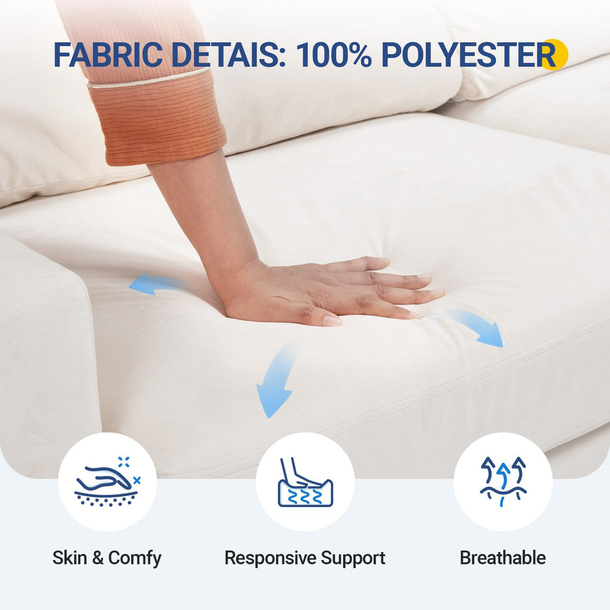 Avenco Loveseat Sofa, Modern Sofa Coach, 67'' Width Sofa with Extra Deep Seats, Couch for Living Room, Apartment, Room Office, Ivory Avenco