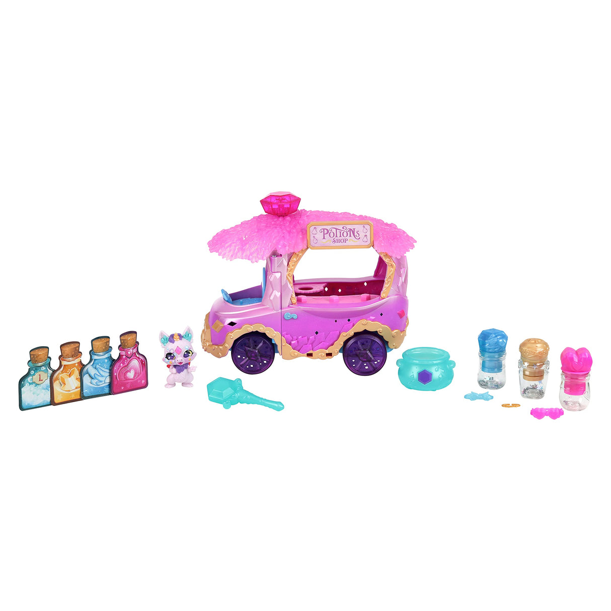Magic Mixies Magic Potions Truck Playset. Transforms Into A Potion Shop. Create 3 Spells and Potion Surprises for Your Mixlings. Includes 1 Exclusive Mixling Magic Mixies