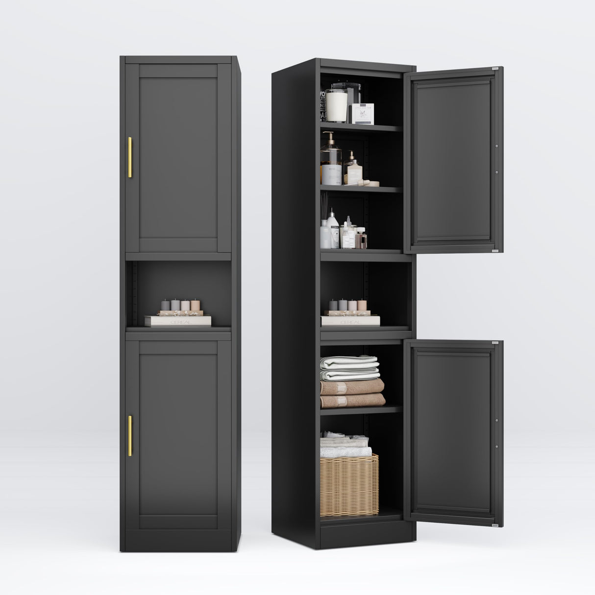 AUEYTVR Metal Tall Bathroom Cabinet, Slim Bathroom Storage Cabinet,71" High,Narrow Cabinet with Doors and Adjustable Shelves for Small Bathroom,Small Spaces AUEYTVR