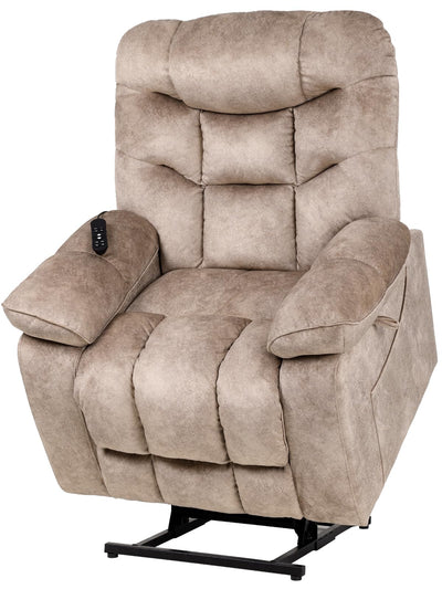 EONIX Large Lay Flat Power Lift Recliner Chair for Elderly with Heat and Massage, 400lbs Dual Motor Electirc Lift Chair with Extended Footrest, SLRY007062, Beige