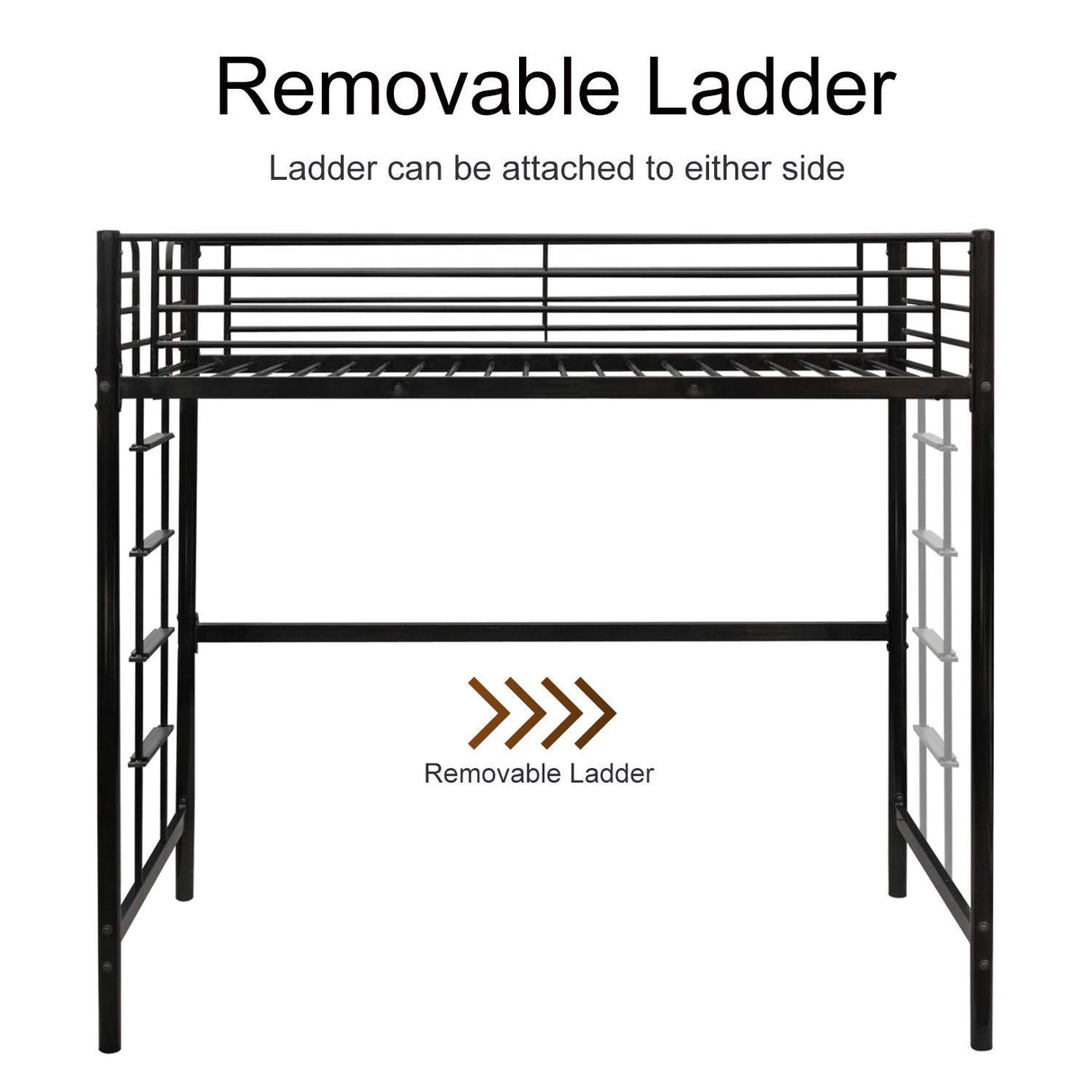 Bonnlo Twin Metal Loft Bed Frame for Kids/Adults/Teens, Space-Saving Design, Black Bonnlo