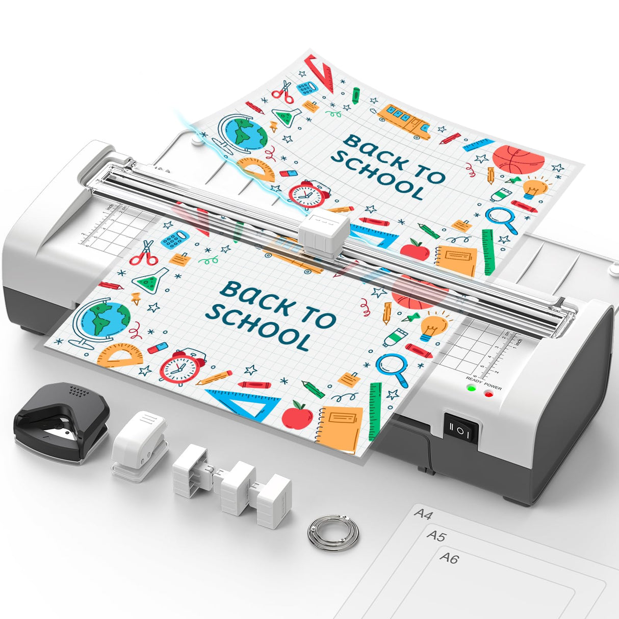 Qfun Small Laminator Machine with 20 Laminating Sheets 9 Inch Personal Laminator for Teachers Laminate Machine, 12 in 1 Cold Thermal Mini Laminating Machine, Home Office Paper Card Lamination Machine Qfun