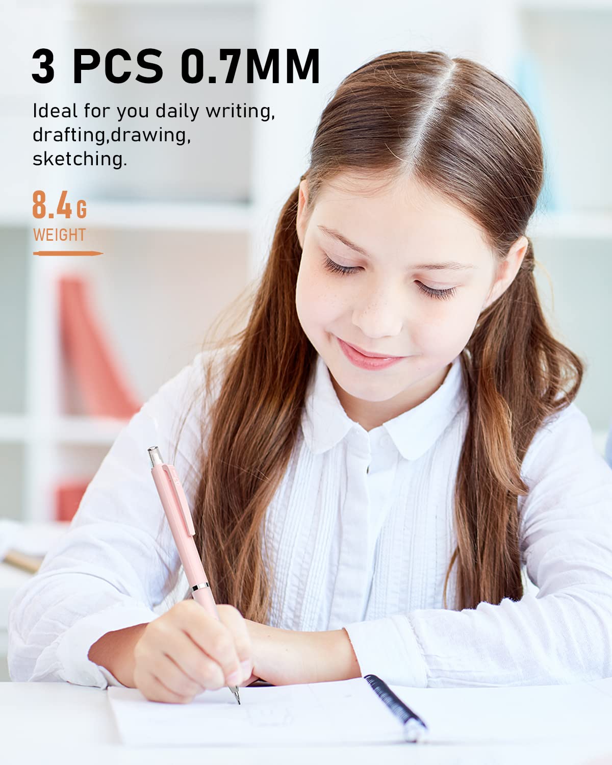 Nicpro 3PCS Pastel Mechanical Pencil Set with Case, 0.7 mm Pencils with 6 Tube HB Lead Refill, 3PCS Eraser, 9PCS Eraser Refill for School Supplies Student Writing, Drafting Drawing Sketching Nicpro