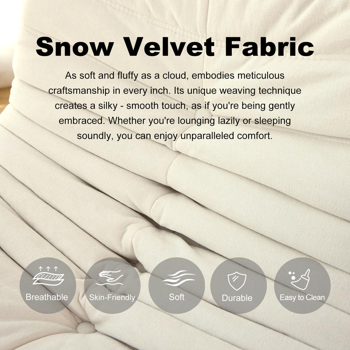 Full Foam Loveseat Sofa,Adults Bean Bag Chairs Floor Couch with Soft Waterproof Fabric,Armless Fireside Lounge Chair for Living Room,Apartment and Office (Whtie) Snug Sofee