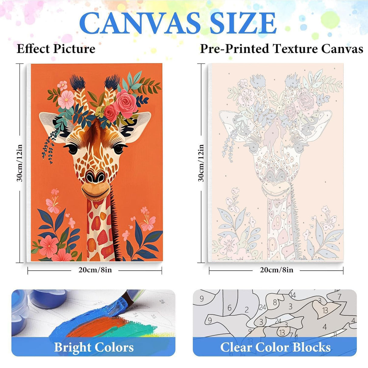 4 Pack Paint by Numbers kit for Adults with Frame and Wooden Easel, Animals Paint by Number Canvas, Easy Paint by Numbers Kit for Adults Beginner Home Wall Decor Gift (8x12 inch) bleihum