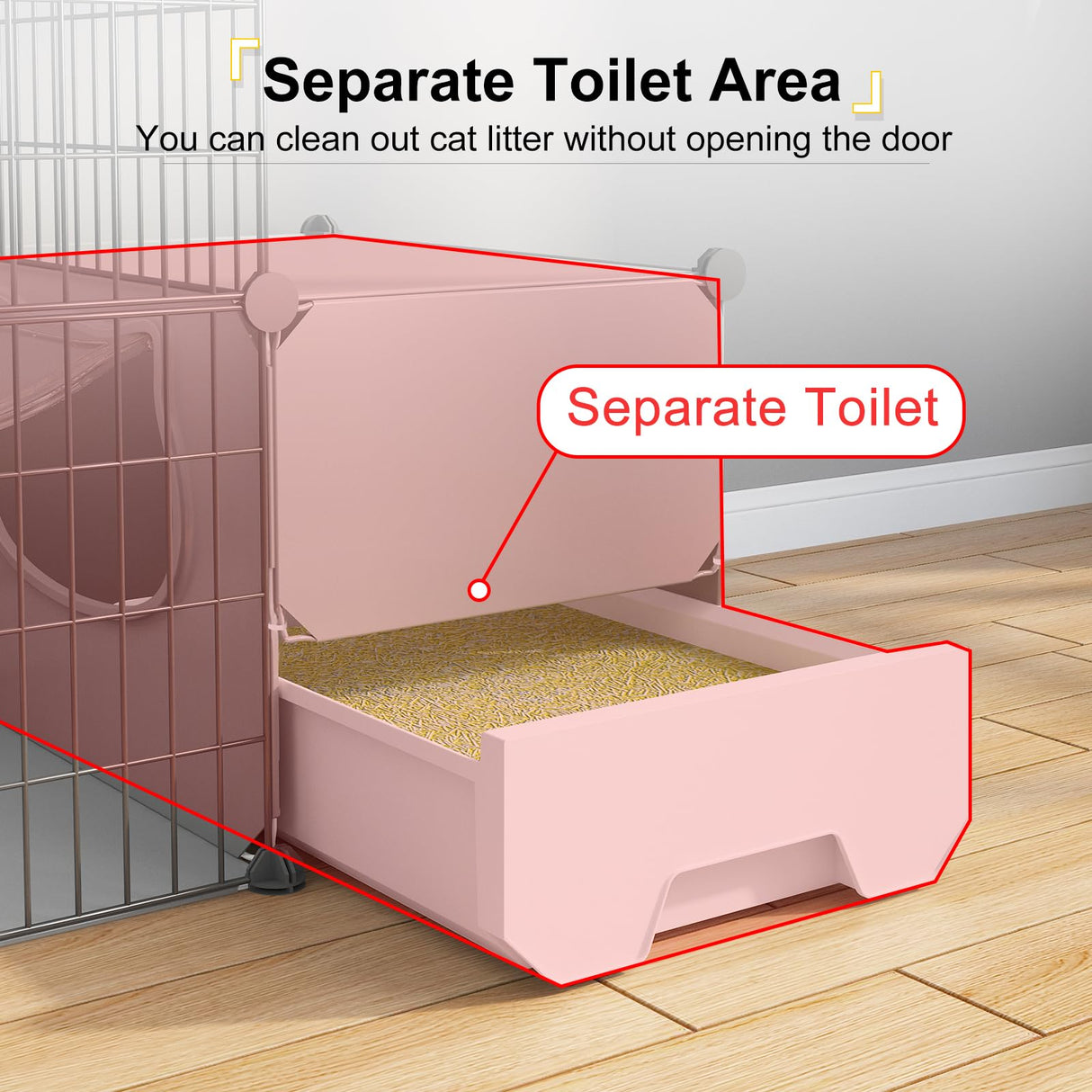 Oneluck Cat Cage with Litter Box,4-Tier DIY Cat Enclosures Large Playpen Detachable Metal Wire Kennel Indoor Crate Large Exercise Place Ideal for 1-2 Cat Oneluck