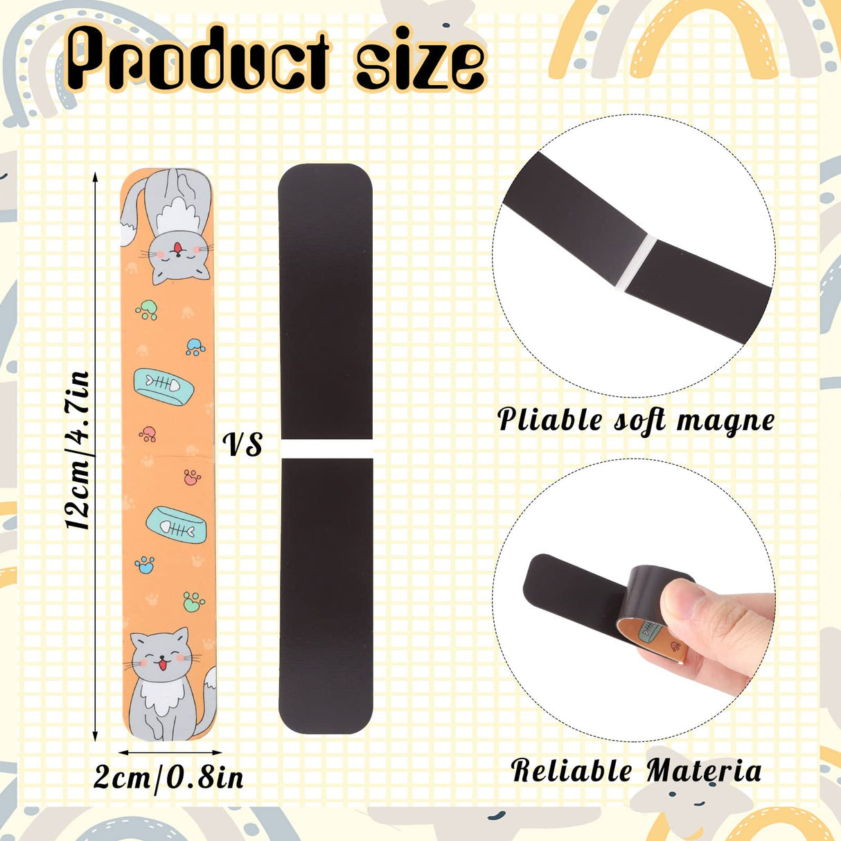 48Pcs Magnetic Bookmarks Cats Bookmark Magnet Bookmark Clips Cute Book Marks Christmas Stocking Stuffers for Reading Women, Kids,Teachers, Book Reading Accessories Gifts, 24 Designs (Cat) Prudiut