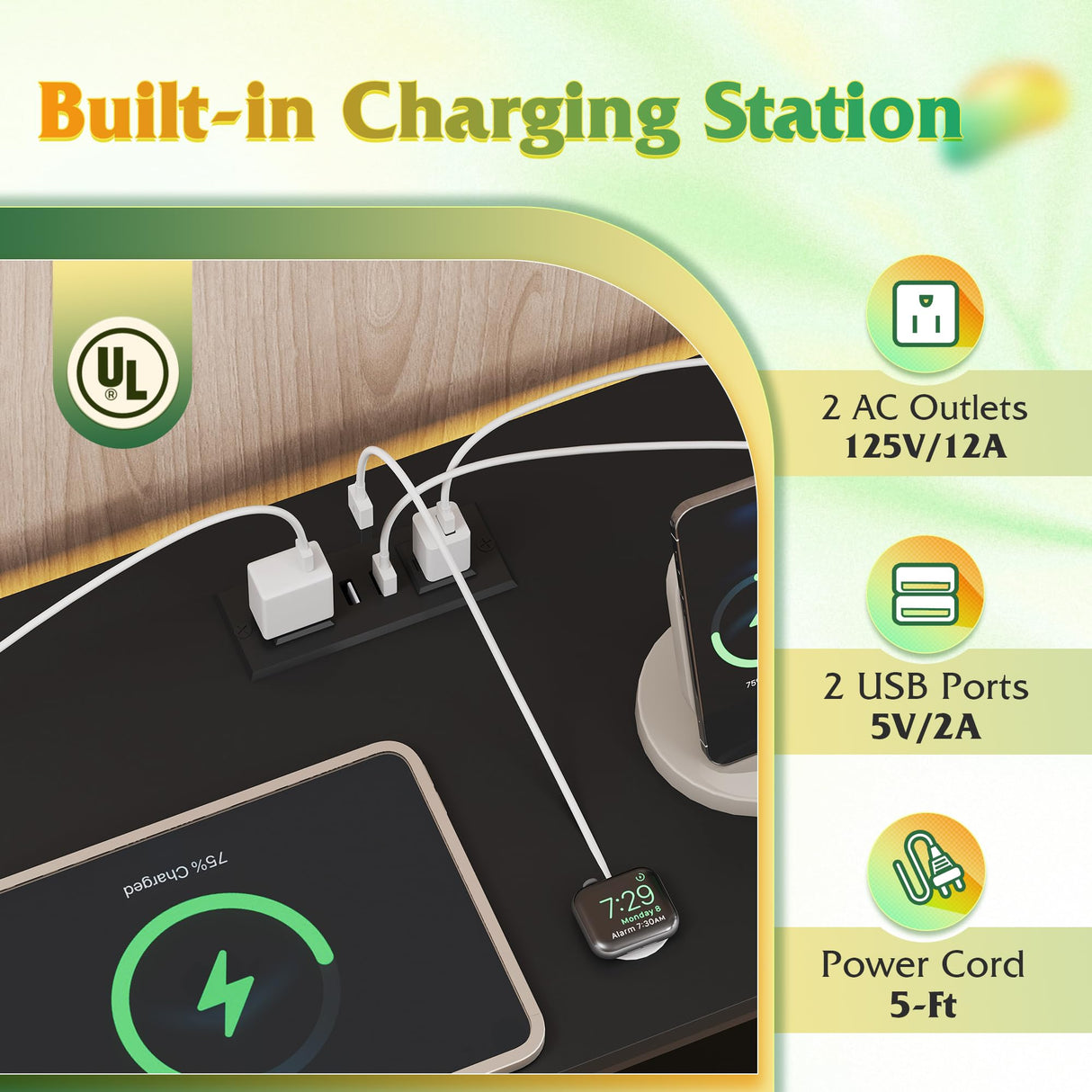 WLIVE Black TV Stand for 55, 60, 65 inch TV, Entertainment Center with LED Lights & Charging Station, TV Media Console Table with 15 Fabric Drawers and Open Shelves for Living Room, Hallway, Wood Topm WLIVE