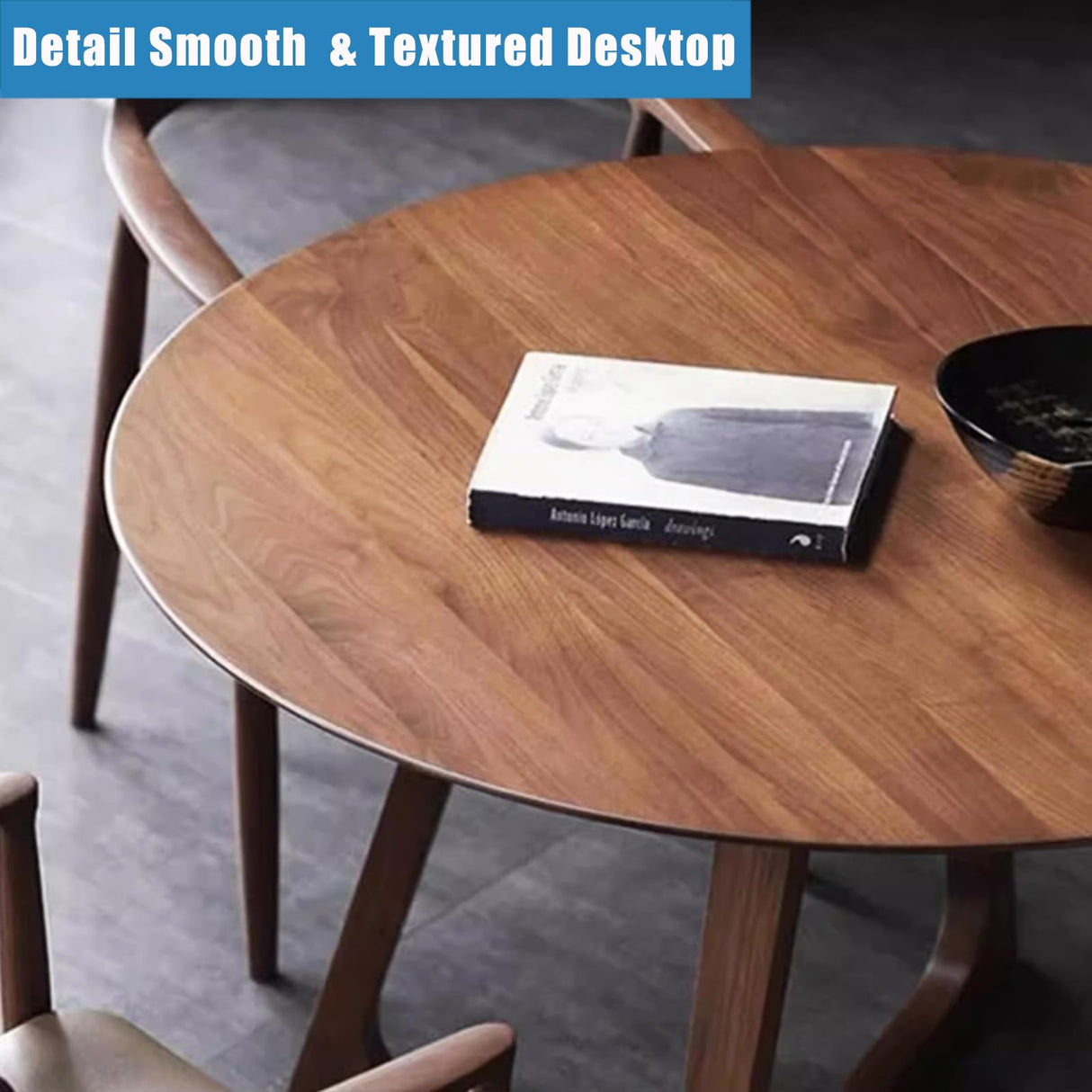 Mid Century Modern Dining Table,Farmhouse Round Dining Table,Solid Wood Kitchen & Dining Room Tables,Small Pedestal Desk Table Wooden Leisure Coffee Table for 2,4 People Lebolna