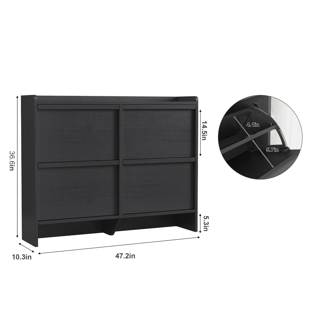 GarveeHome Shoe Cabinet with 4 Flip Drawers, Wooden Shoe Organizer Cabinet with Adjustable Shelf, Shoe Storage for Entryway, Hidden Shoe Cabinet for Hallway, Living Room, Black GarveeHome