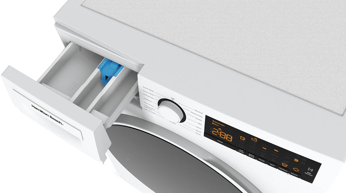 Hamilton Beach HBFW3205 Fullsize Washer-LED Digital Display Panel-5 Wash Cycles-Front Load Design-2.2 cu ft, 24 inch Wide, White Hamilton Beach
