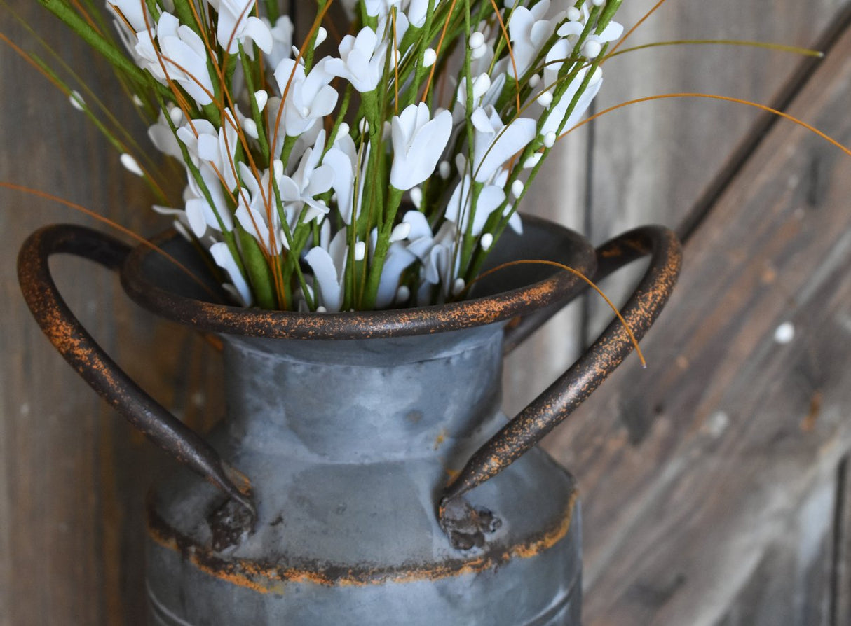Red Co. 13” Large Decorative Farmhouse Galvanized Metal Milk Can Planter Vase with Handles Red Co.