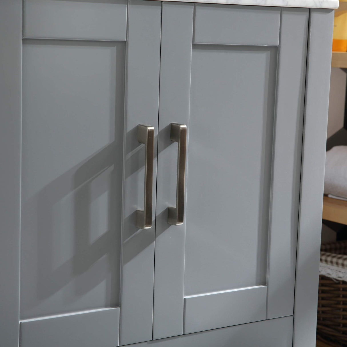 Homecart 72" Grey Bathroom Vanity Cabinet Double Sink Solid Wood w/Marbel Counter Top, 2 Mirrors Homecart