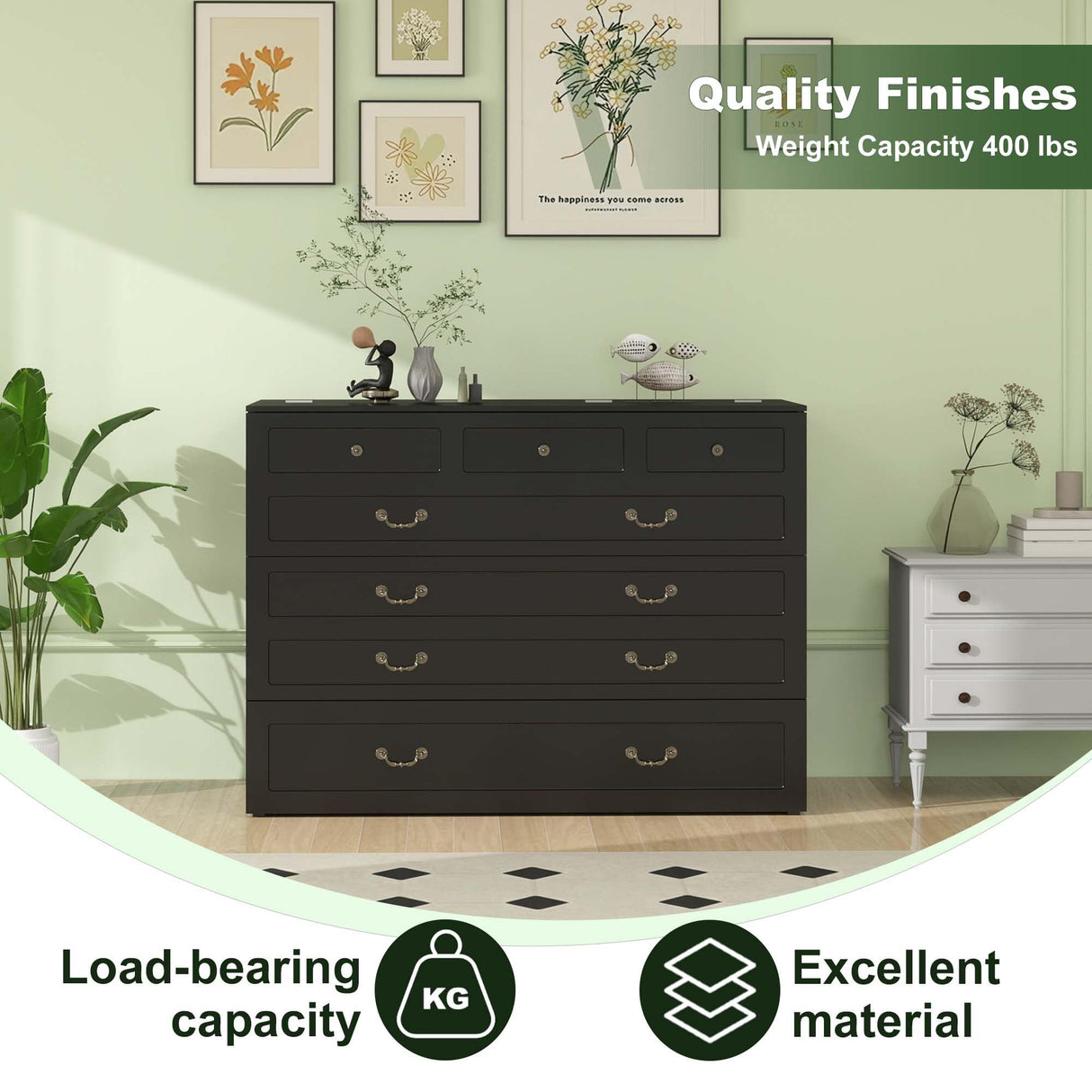 TemkTuek Queen Size Murphy Bed Cabinet with Drawers Storage & USB Charging Station, Space-Saving Hideaway Bed for Guest Room & Small Bedroom 84" L x 60" W x 44" H Black-7(NOT Included Mattress) TemkTuek