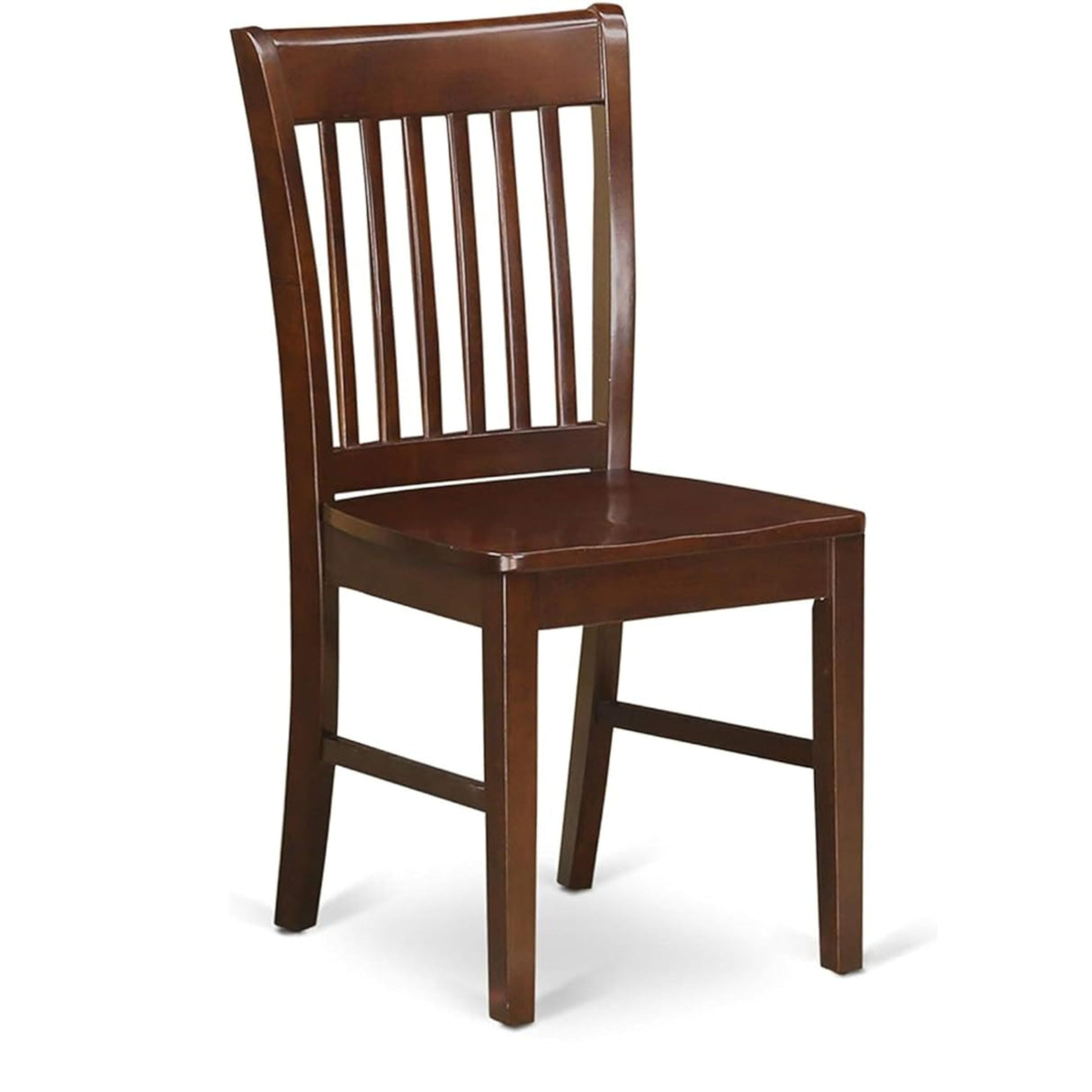 East West Furniture Norfolk Dining Room Slat Back Solid Wood Seat Chairs, Set of 2, Mahogany East West Furniture