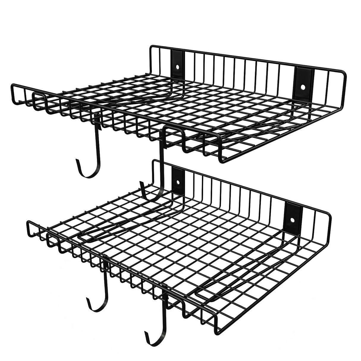 2 Pack Garage Wall Shelf, Wall Mounted Storage Shelves, Heavy Duty Metal Shelves for Room Wall, Loads 130 LBS Floating Shelves Mesh Storage Rack for Garage, Office, Basement,Wall Cabinet and Kitchen Riciakik