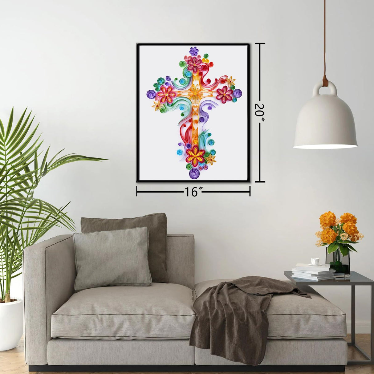 Uniquilling Quilling Kits Paper Quilling Kit for Adults Beginner, 16 * 20in Cross with Paper Quilling Tools& Using Manual, DIY Kits for Adults Paper Filigree Painting Kits Wall Art Decor Uniquilling