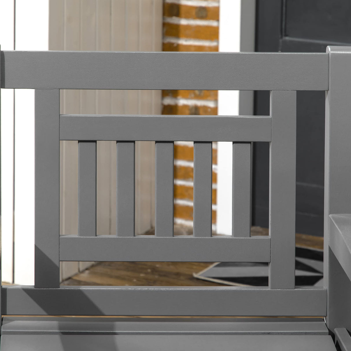 Outsunny 6 Piece Patio Dining Set, Outdoor Poplar Wood Furniture Set, Umbrella Hole Table and Chairs with Bench for Porch, Backyard, Balcony, Outside Garden, Dark Gray Outsunny