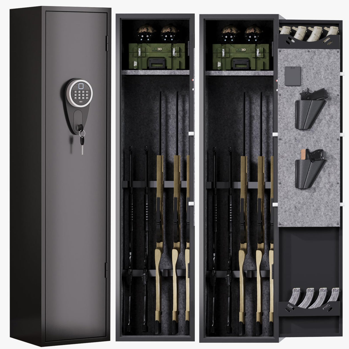 VRTCP 3-5 Gun Safe, Biometric Gun Safes for Home Rifle and Pistols, Quick Access Safes for Shotguns, Long Gun Safe with Adjustable Shelf and Gun Rack,Gun Cabinet with Mute Function and Alarm Mode VRTCP