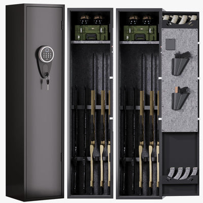 VRTCP 3-5 Gun Safe, Biometric Gun Safes for Home Rifle and Pistols, Quick Access Safes for Shotguns, Long Gun Safe with Adjustable Shelf and Gun Rack,Gun Cabinet with Mute Function and Alarm Mode