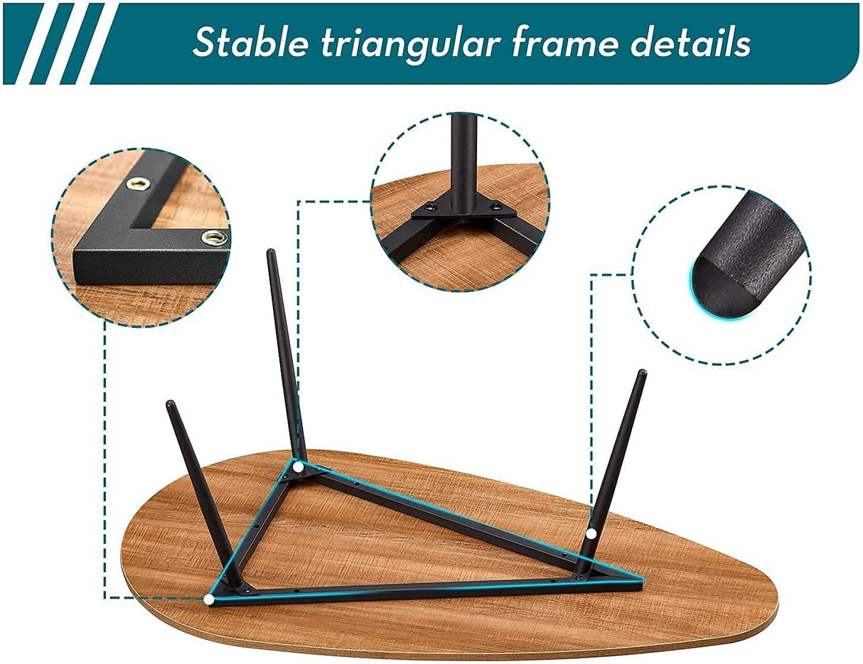 SAYGOER Mid Century Modern Coffee Table Small Coffee Table Rustic Farmhouse Coffee Table Oval Coffee Table Retro Accent Sofa Center Table for Living Room Easy Assembly, Walnut Oak SAYGOER