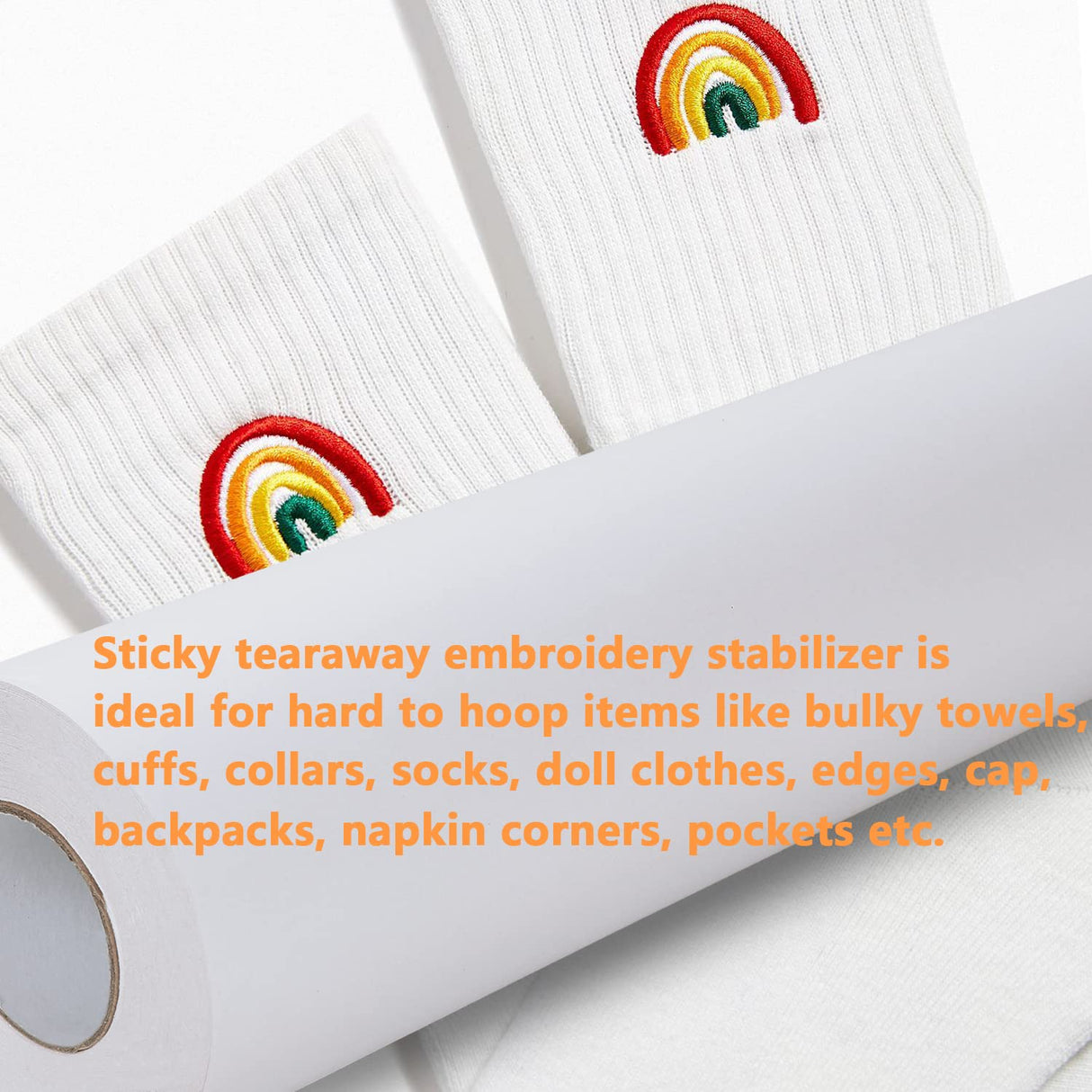 New brothread Sticky Self-Adhesive Tear Away Embroidery Stabilizer Backing 12" x 10 Yd roll - Medium Weight for Napped Fabric & Hoop Less Embroidery New brothread