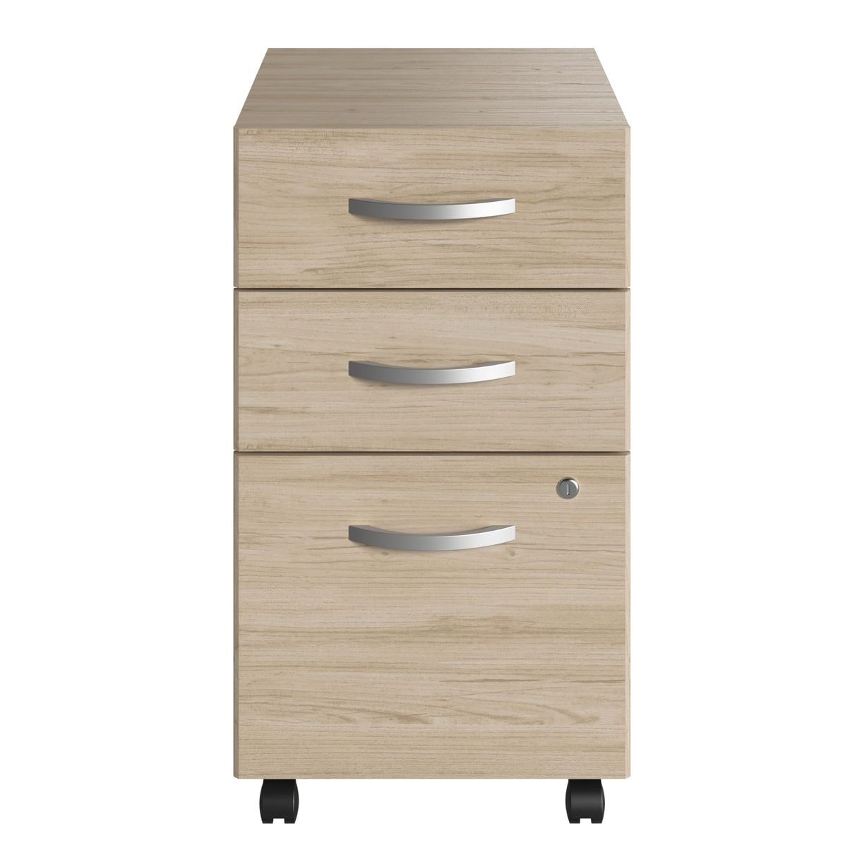 Bush Business Furniture Studio C 3 Drawer Mobile File Cabinet-Assembled, Rolling Document Storage for Home or Professional Office, 16W, Natural Elm Bush Business Furniture