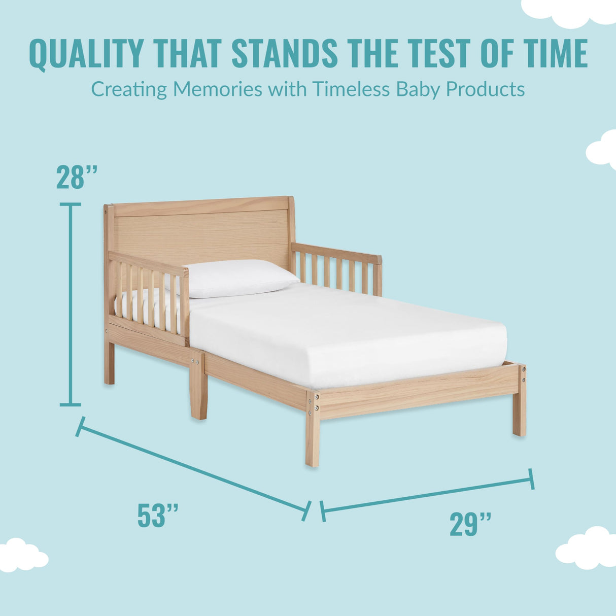 Dream On Me 648-VOAK Brookside Toddler Bed, 53x29x28 Inch (Pack of 1), Vintage White Oak Dream On Me