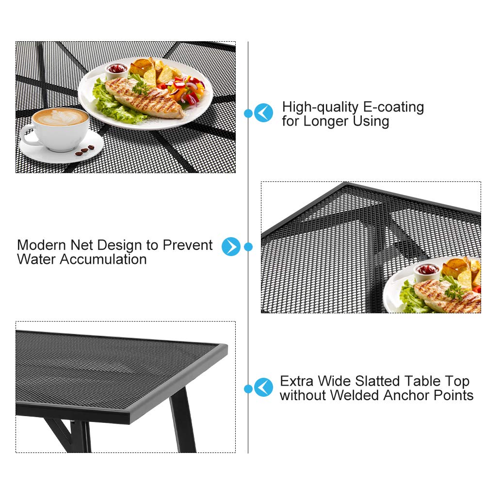 AECOJOY 5 Piece Outdoor Table and Chair, Patio Outdoor Dining Set with 1.73" Umbrella Hole, Patio Table and Chair Set of 4 for Garden,Bistro,Deck AECOJOY