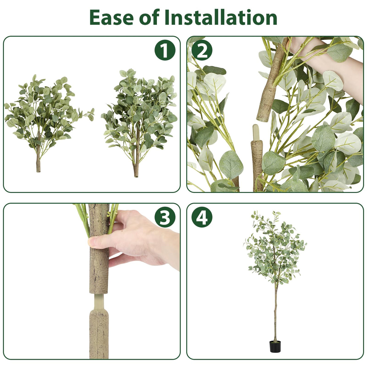 Fogein Artificial Eucalyptus Tree,6Ft Tall Fake Potted Tree Silk Faux Eucalyptus Tree with Plastic Nursery Pot, Artificial Plants for Home Office Indoor Decor Fogein