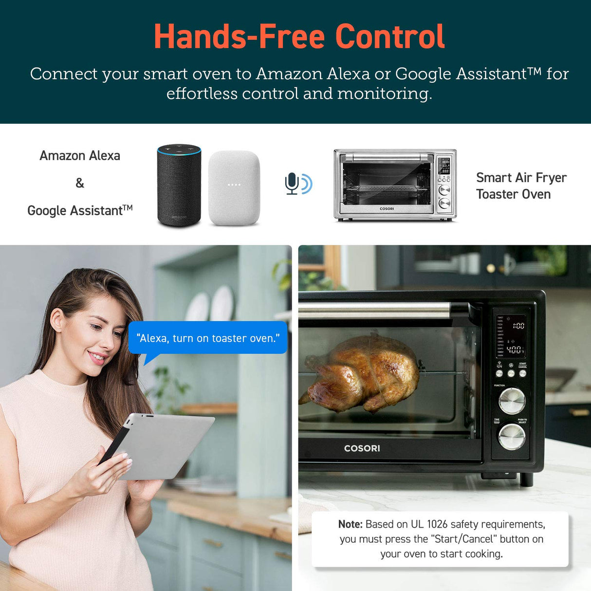 COSORI Air Fryer Toaster Oven Combo 13-in-1, 32Qt APP & Voice Control Convection Oven Countertop, Bake, Broil, Roast, Dehydrate, Sous Vide, 134 Recipes & 4 Accessories, Black, Stainless Steel COSORI