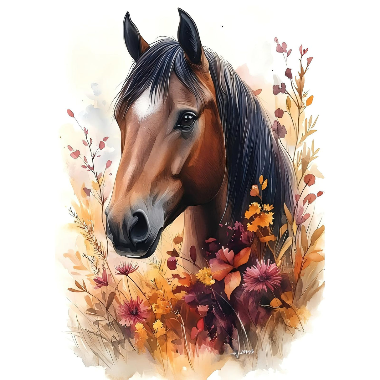 Auremi Horse Diamond Art Painting Kits for Adults, DIY Paint by Numbers for Adults Beginner, DIY Full Drill Diamond Dots Paintings Animal Picture Arts Craft for Home Wall Art Decor 12x16 Inch Auremi
